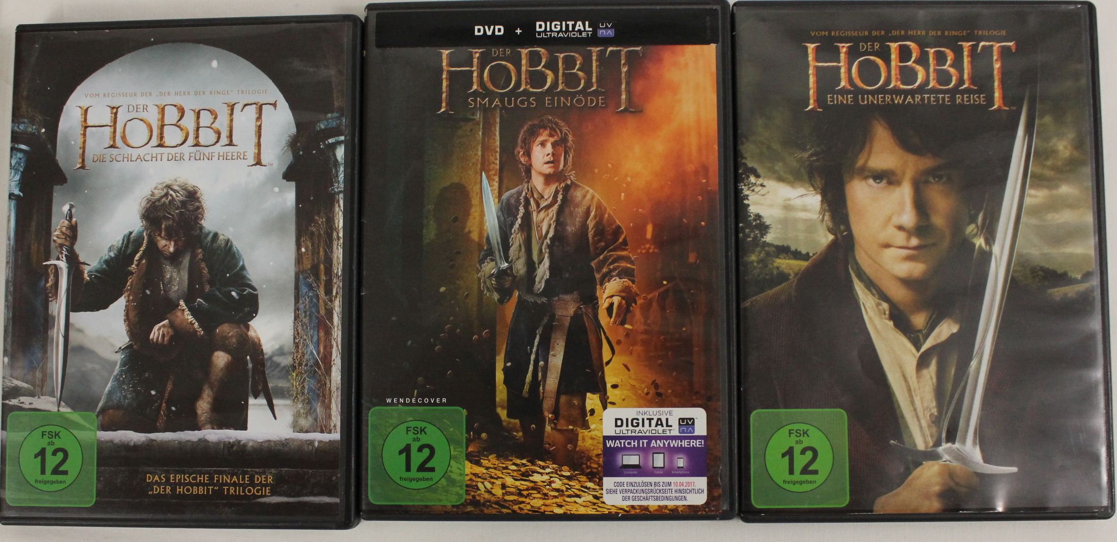 Der Hobbit - Triologie - alle 3 Teile auf DVD, gebr.